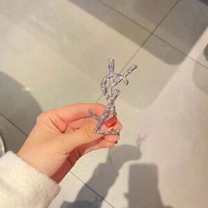 NWT Silver YSL Logo Pin